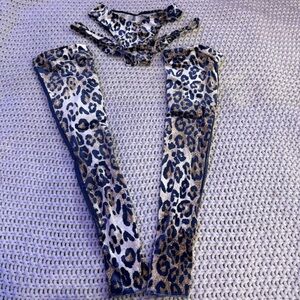 Pole Dance Leopard Print Leggings and Shorts set. Velvety soft material. Size S